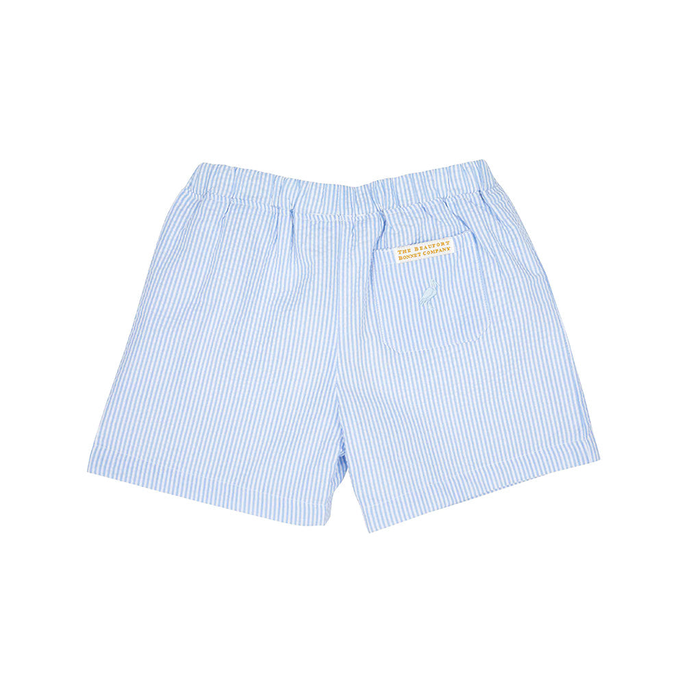 Shelton Shorts - Breakers Blue Seersucker with Breakers Blue Stork