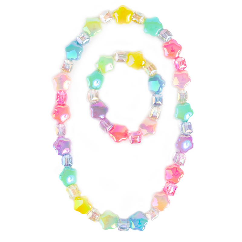 Wish Upon a Rainbow Star Necklace &amp; Bracelet Set, 2pc