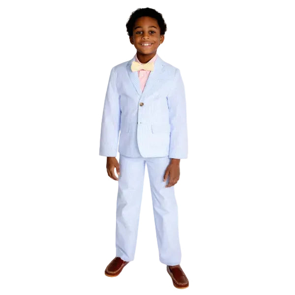 Prep School Pant Breakers Blue Seersucker with Breakers Blue Stork