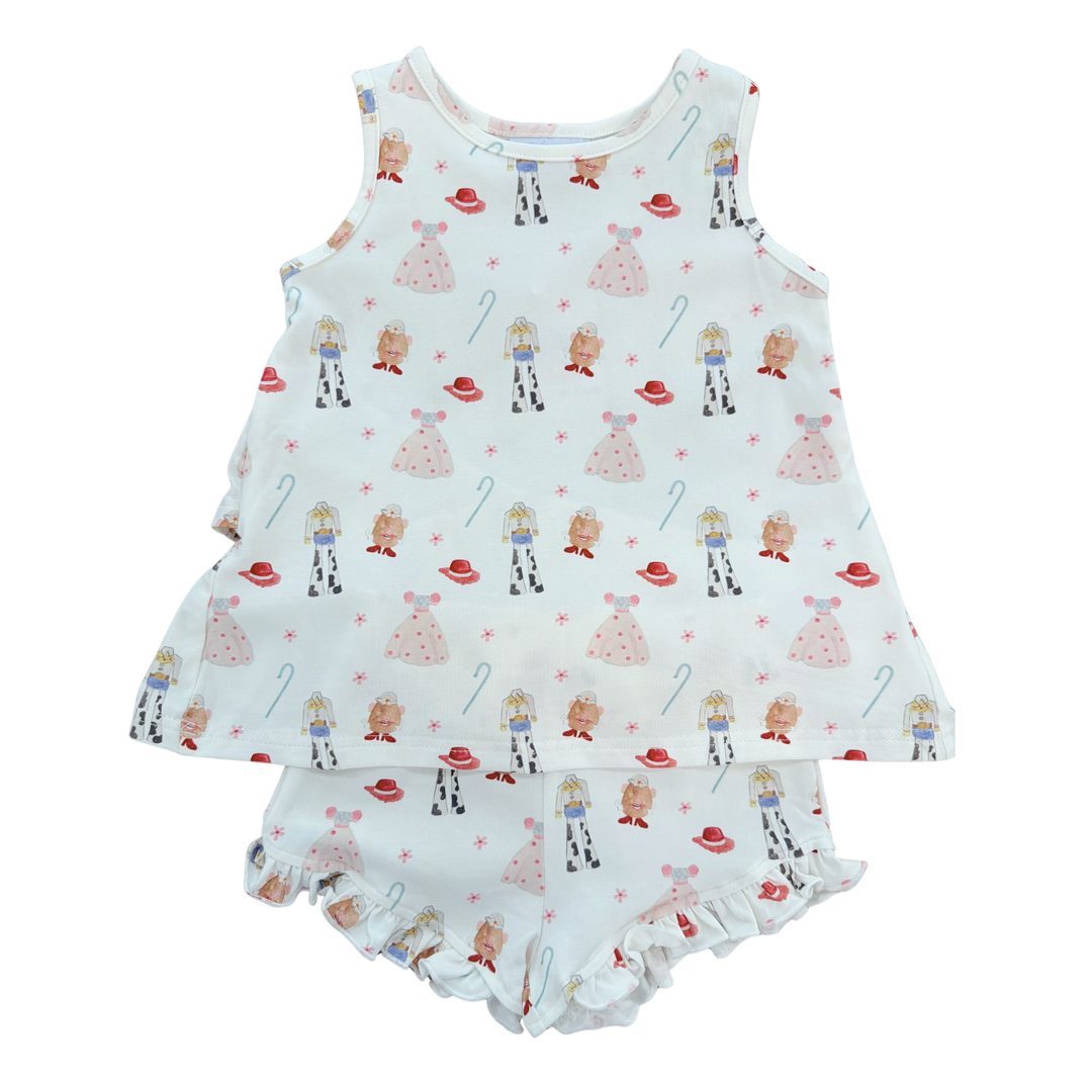 Rosie Ruffle Back Top with Sadie Claire Shorts- Sweetheart Corral
