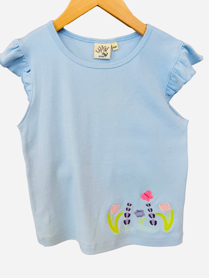 Girl Flutter Sleeve M/C Flowers W/Butterfly Top