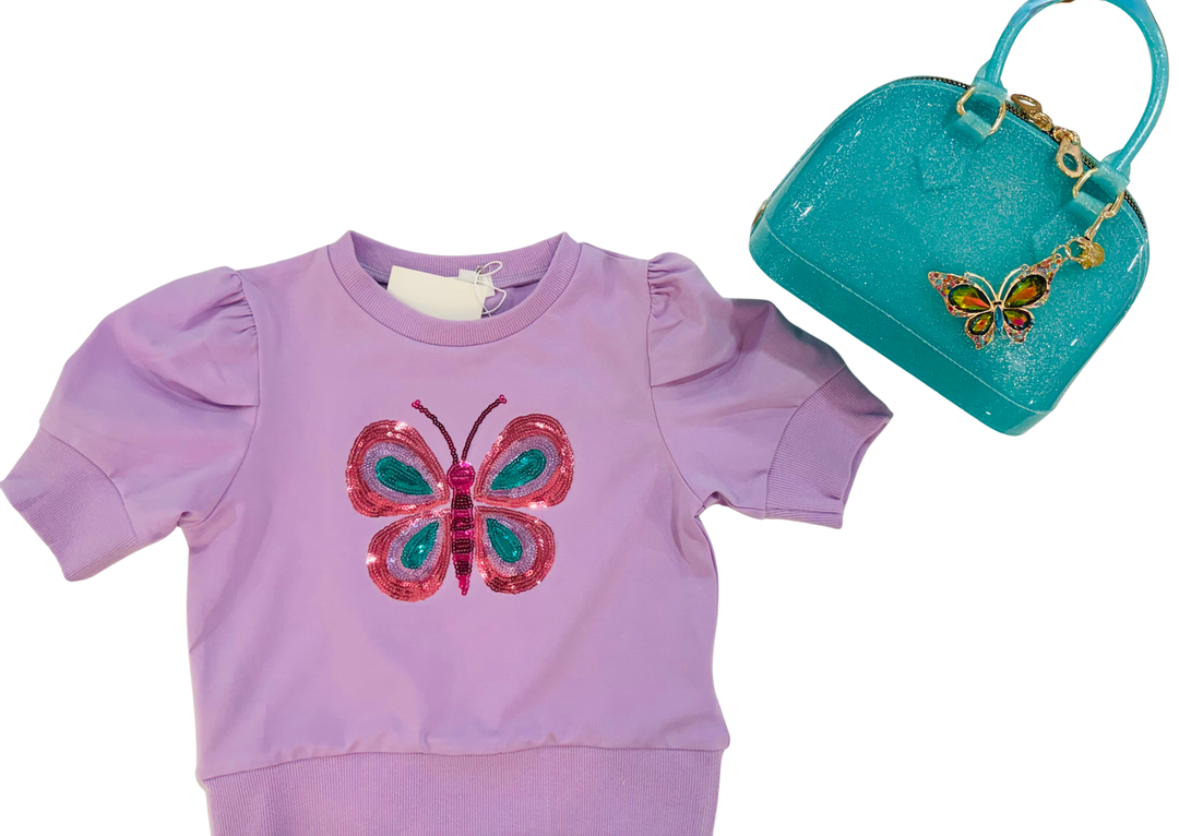 Lily Butterfly Lavender Puff Sleeve Shirt