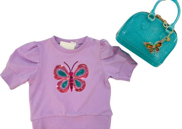 Lily Butterfly Lavender Puff Sleeve Shirt