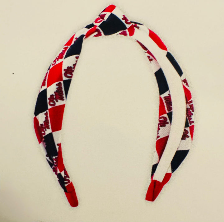 College Checkerboard Print Knot Headband