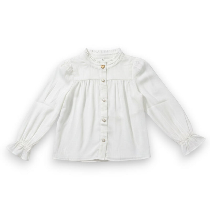 Knit White Long Sleeve Shirt Gold Buttons