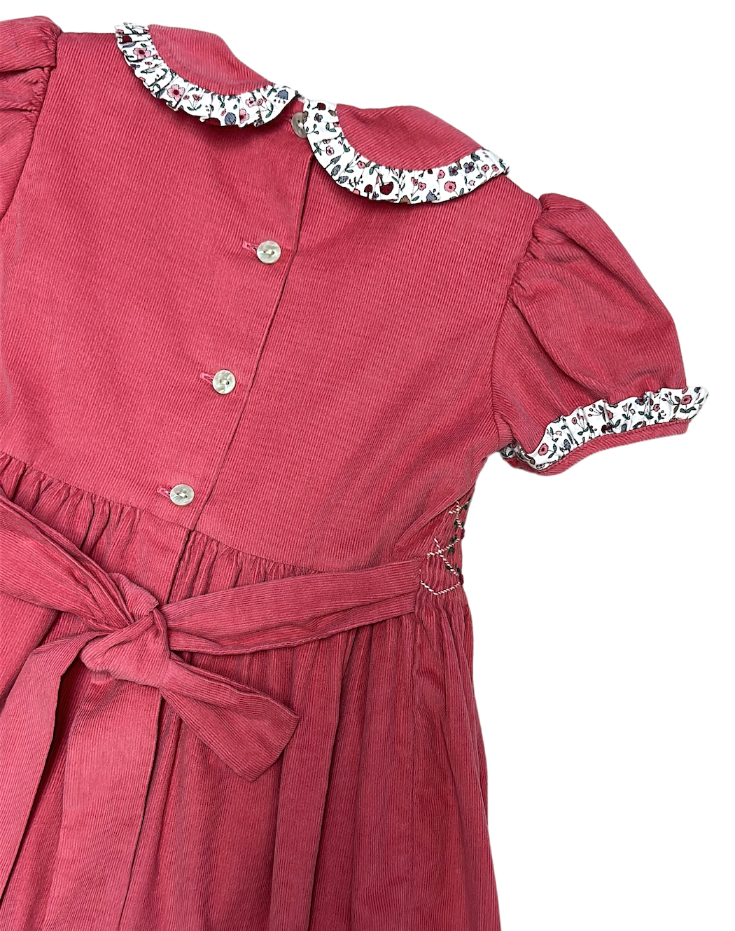 Hand Smocked Girls Coduroy Dress - Isabella