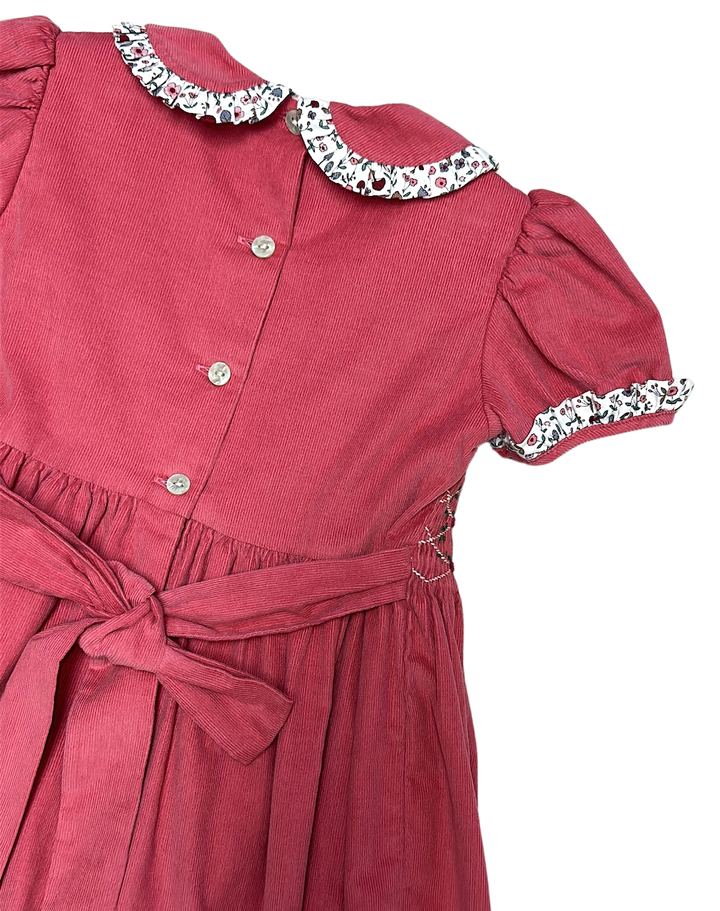 Hand Smocked Girls Coduroy Dress - Isabella