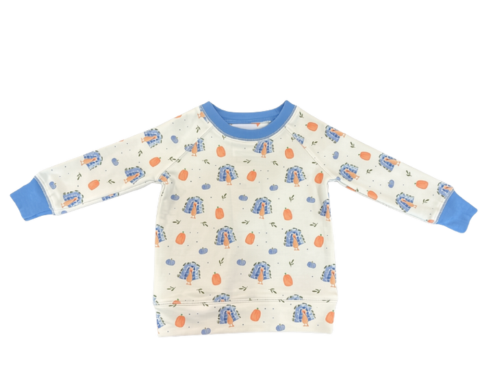 Campbell Crewneck- Gobble Gobble Blue