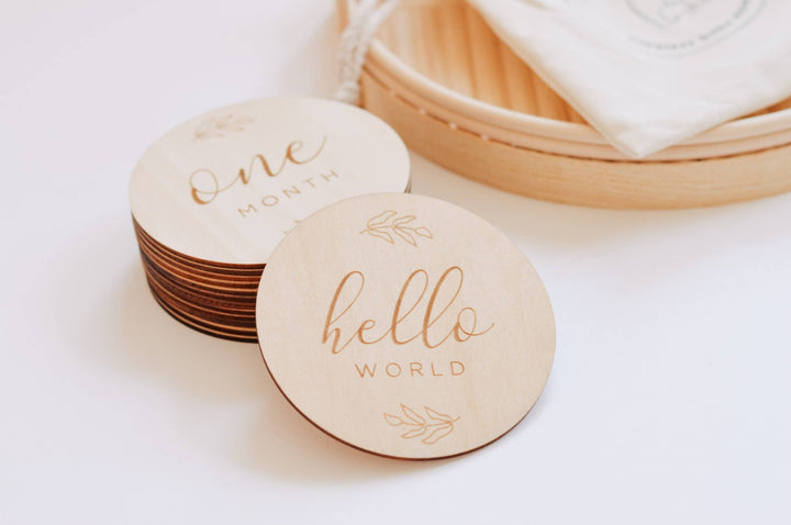 Baby Monthly Milestone Wooden Cards/ Leaves