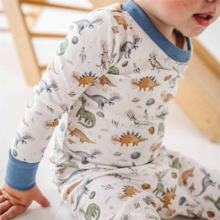 Cosmic Dinos Long Pajamas - Cobalt Blue