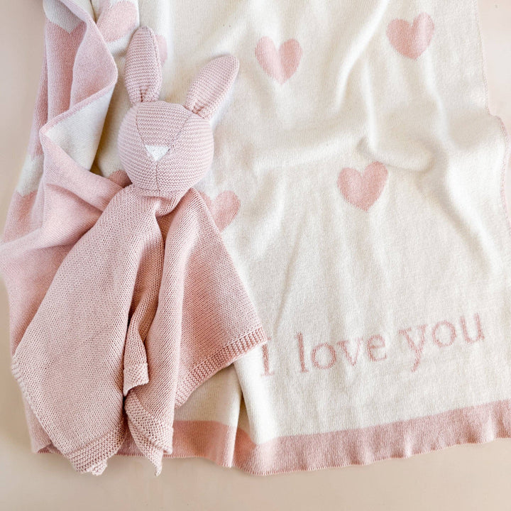 Gift Set Heart I Love You Blanket Lovey Rattle Valentine&