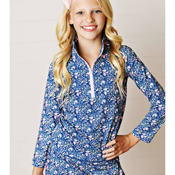 Navy Ditsy Floral Pullover Top