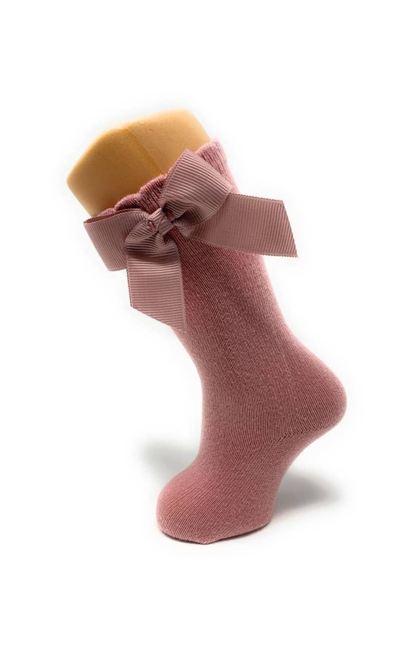 Knee Socks With Gross Grain Side Bow