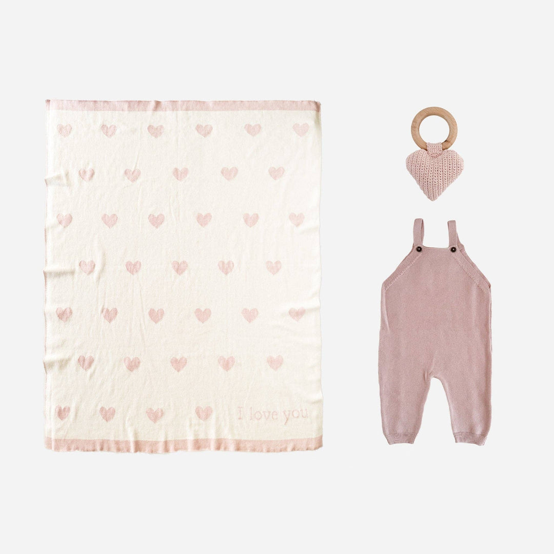 Gift Set Heart I Love You Blanket Lovey Rattle Valentine&