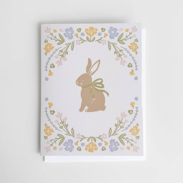 Greeting Card Pastel Floral Bunny Baby Congrats