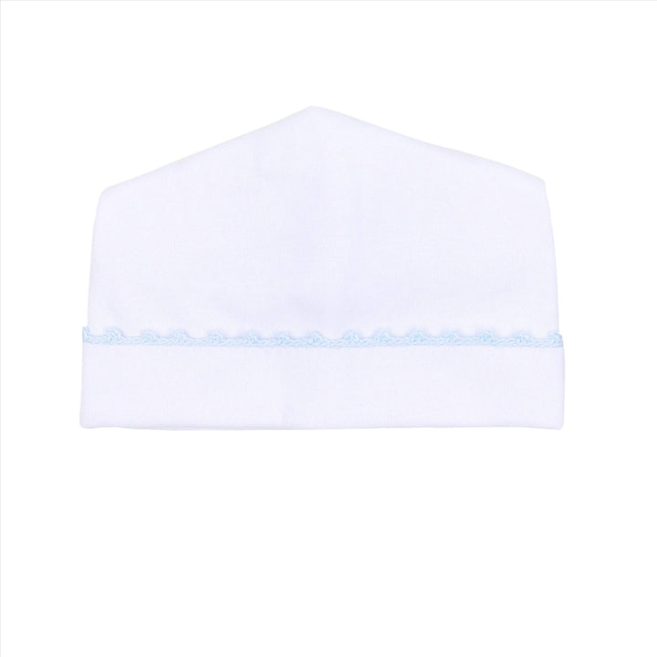 Baby Joy Hat with Light Blue Crochet Trim