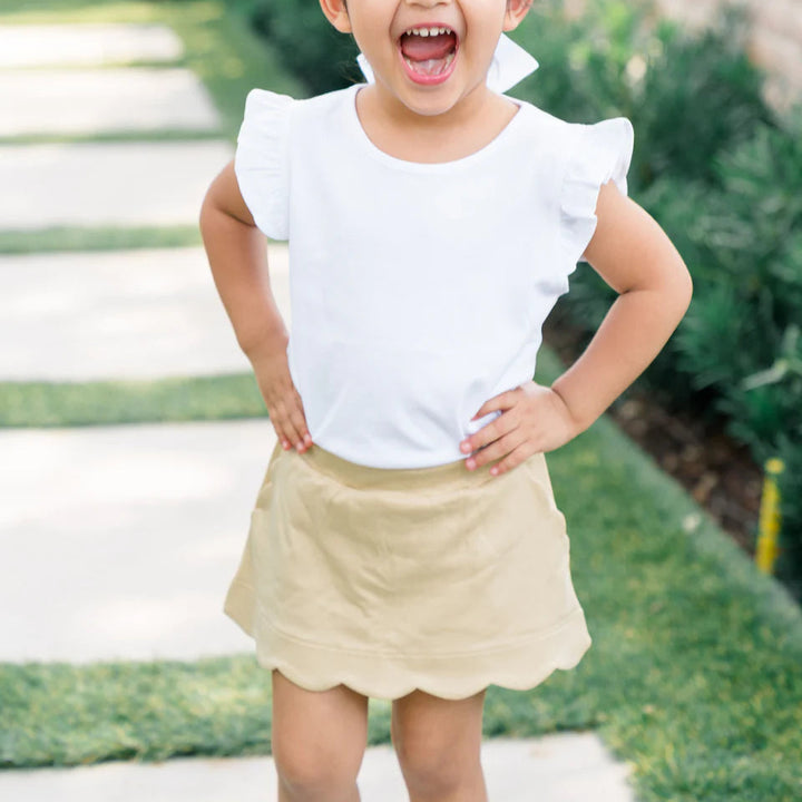 Khaki Scallop Skirt