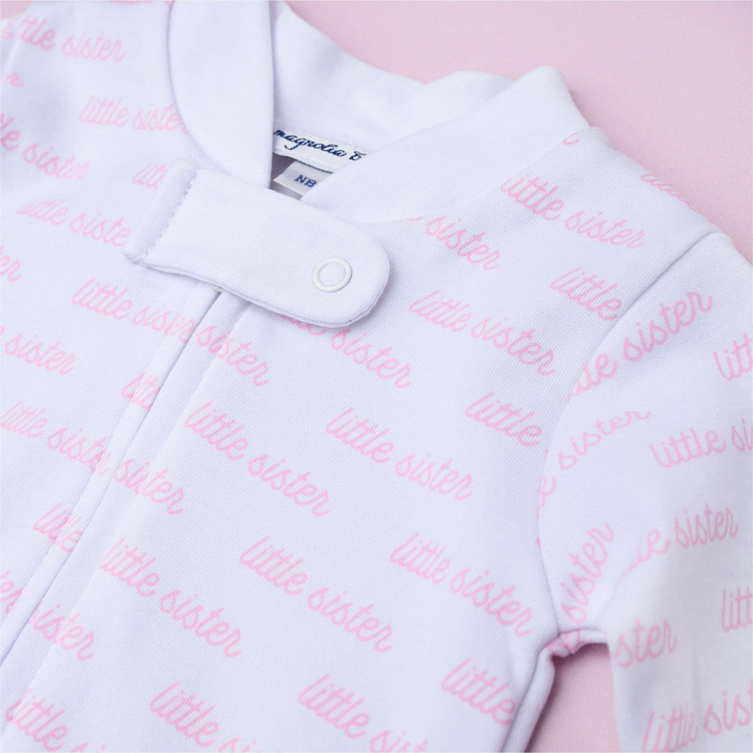 Little Sister Print Zip Sleeper Footie