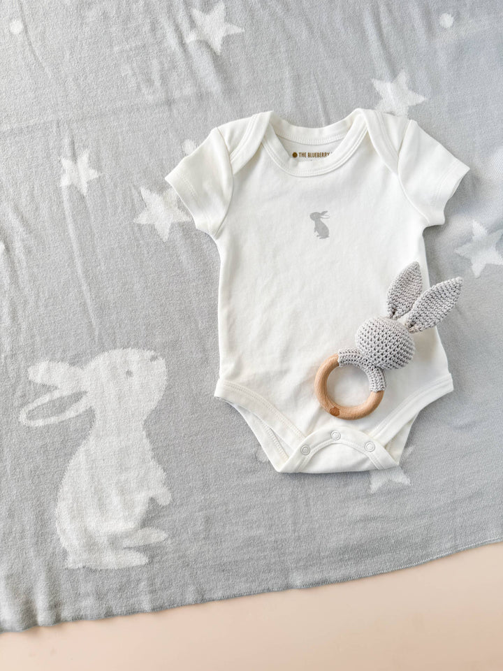 Set Star Moon Bunny Blanket Lovey Gift Baby Shower Organic
