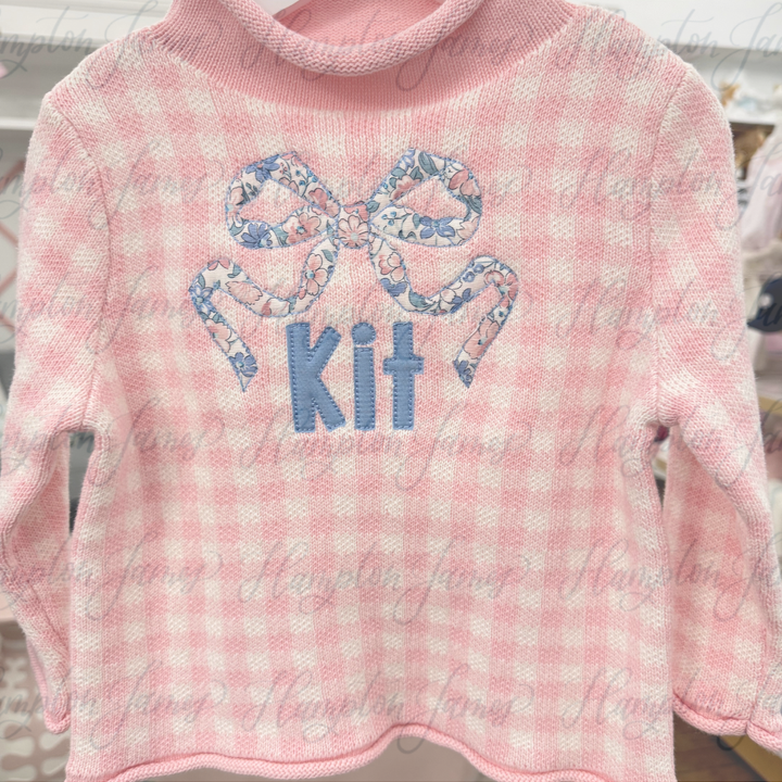 Hampton James Signature Rollneck Sweater - Pink Gingham