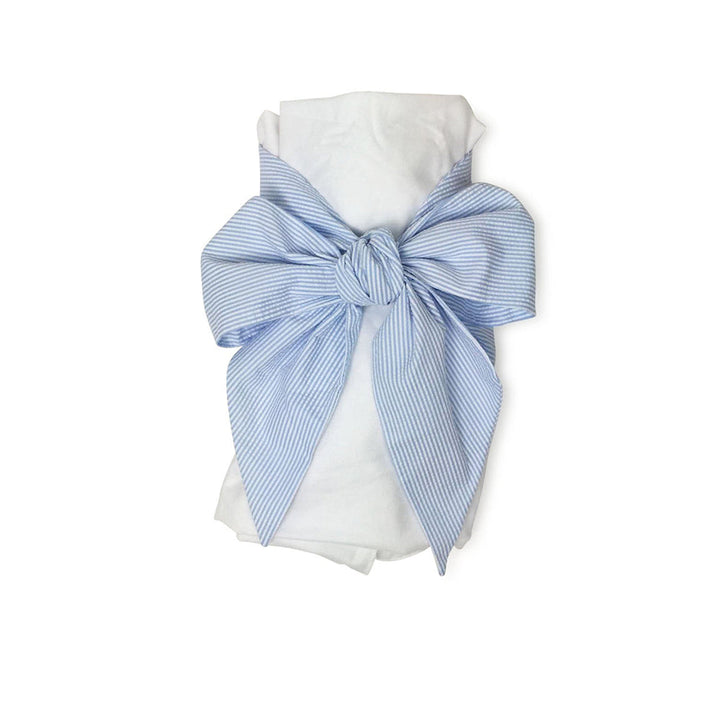 Bow Swaddle - Breakers Blue Seersucker