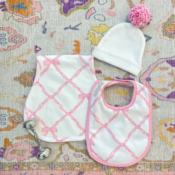 Burp Me Bib Belle Meade Bow/Pier Party Pink