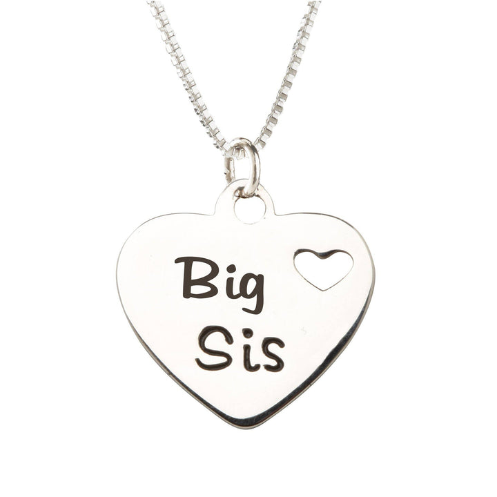 Sterling Silver Big Sis Heart Necklace for Girls &amp; Sisters