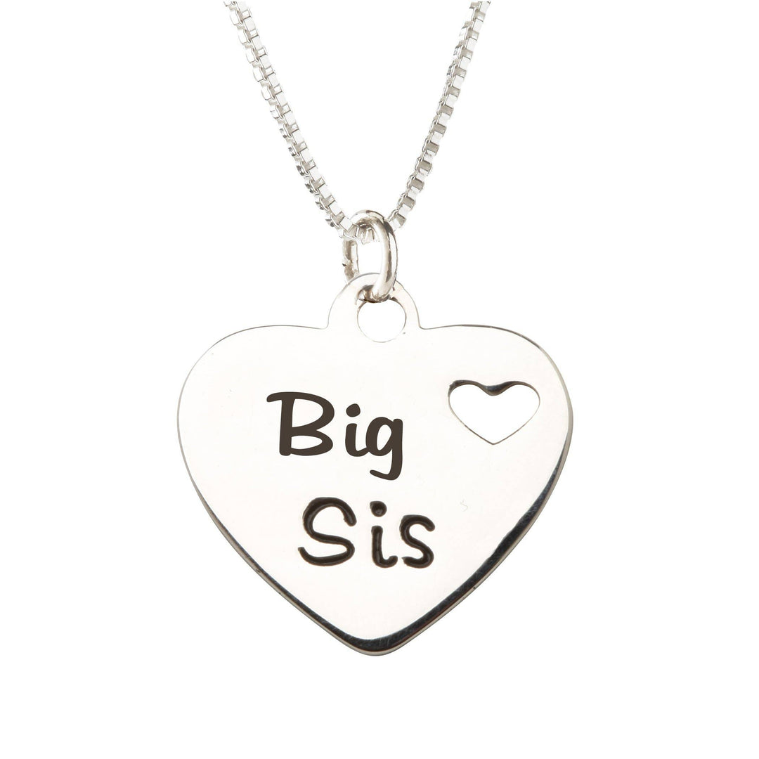 Sterling Silver Big Sis Heart Necklace for Girls &amp; Sisters