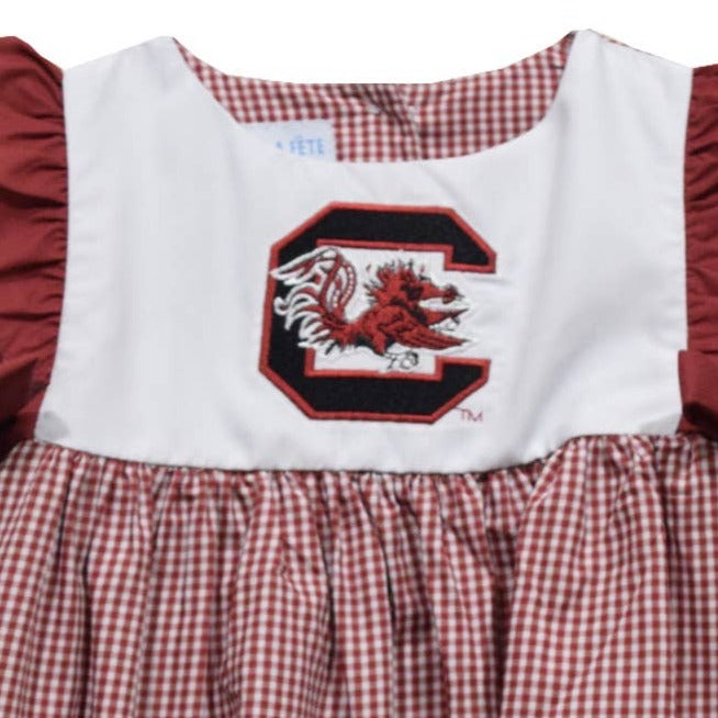 South Carolina Gamecocks Embroidered Gingham Girls Bubble