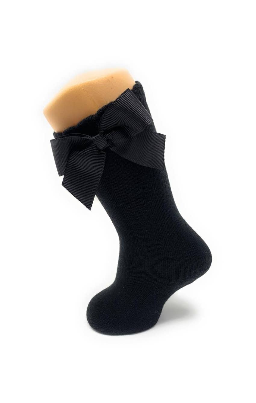 Knee Socks With Gross Grain Side Bow