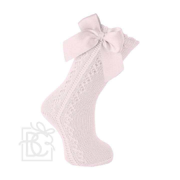 Scottish Yarn Openwork Bow Kneehigh Socks