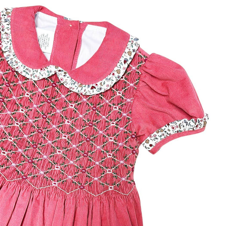 Hand Smocked Girls Coduroy Dress - Isabella