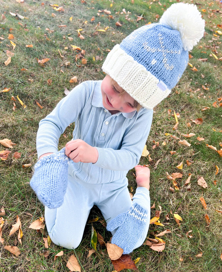 Blue Knit Mittens