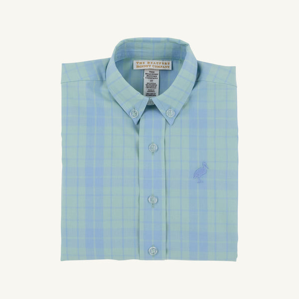 Dean`s List Dress Shirt Audubon Park Plaid with Sarasota Sky Stork