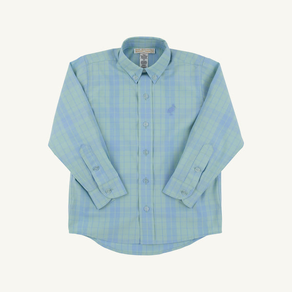 Dean`s List Dress Shirt Audubon Park Plaid with Sarasota Sky Stork