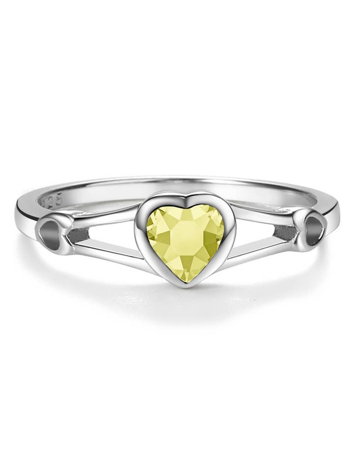 Kids Sterling Silver Heart Birthstone Ring (Baby - Tween)