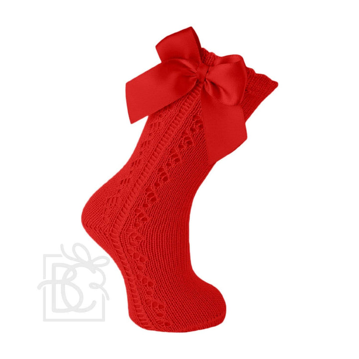 Scottish Yarn Openwork Bow Kneehigh Socks