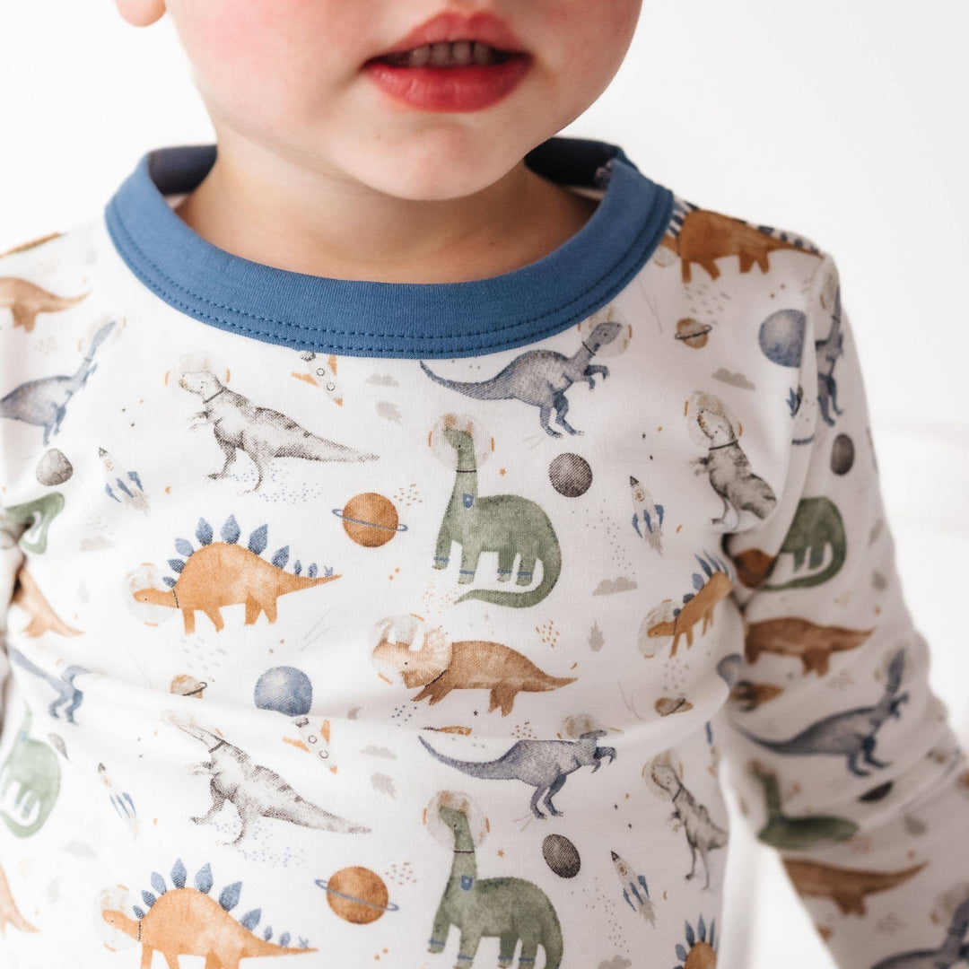Cosmic Dinos Long Pajamas - Cobalt Blue
