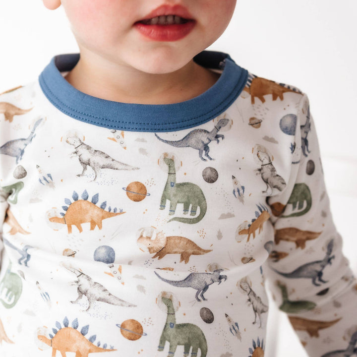 Cosmic Dinos Long Pajamas - Cobalt Blue