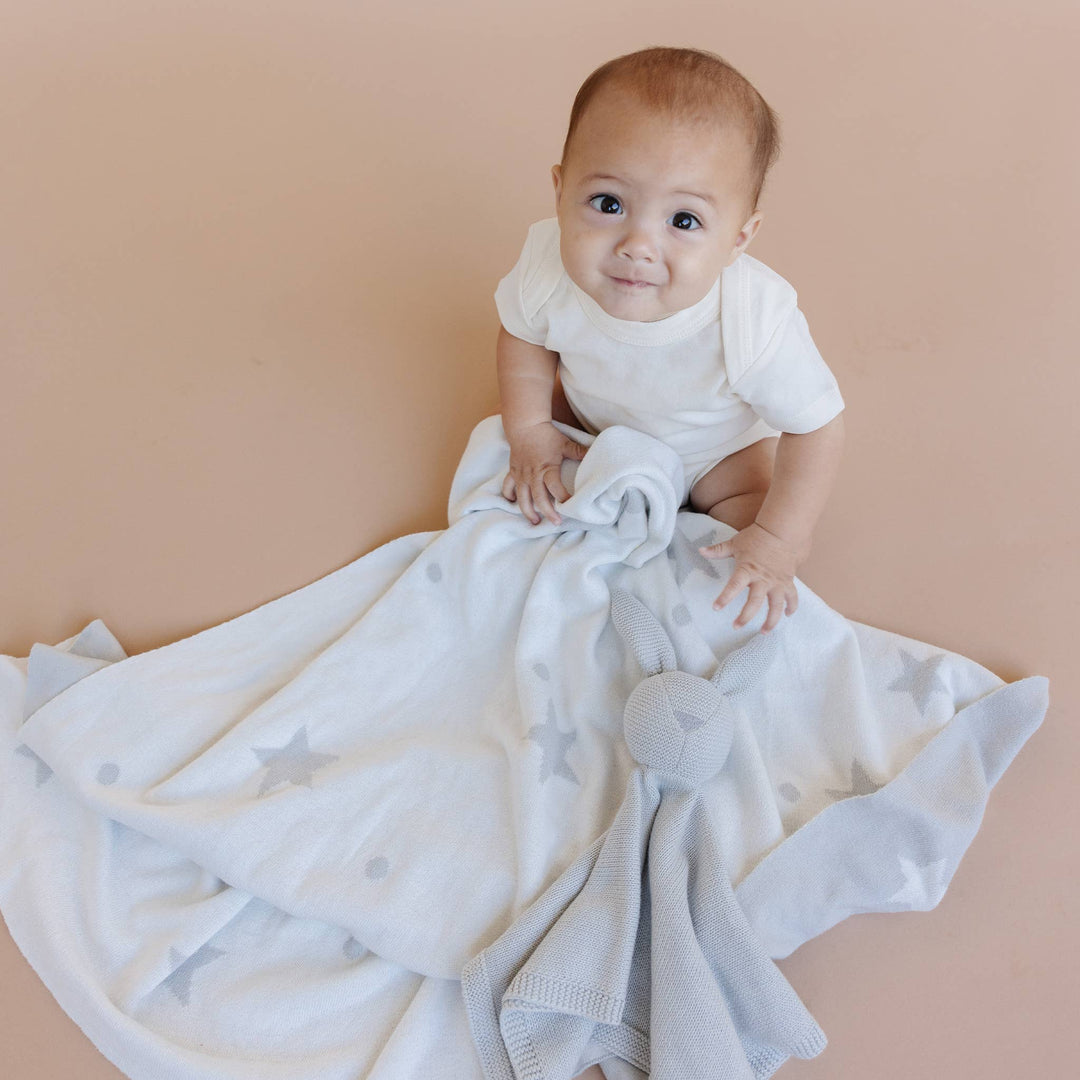 Set Star Moon Bunny Blanket Lovey Gift Baby Shower Organic