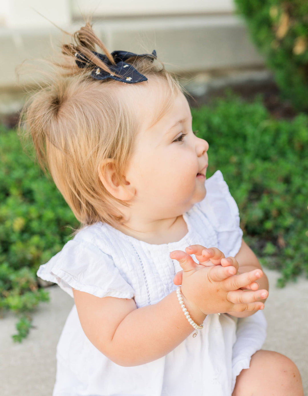Girls Silver Pearl Baby Baptism Bracelet, 1st Communion Gift