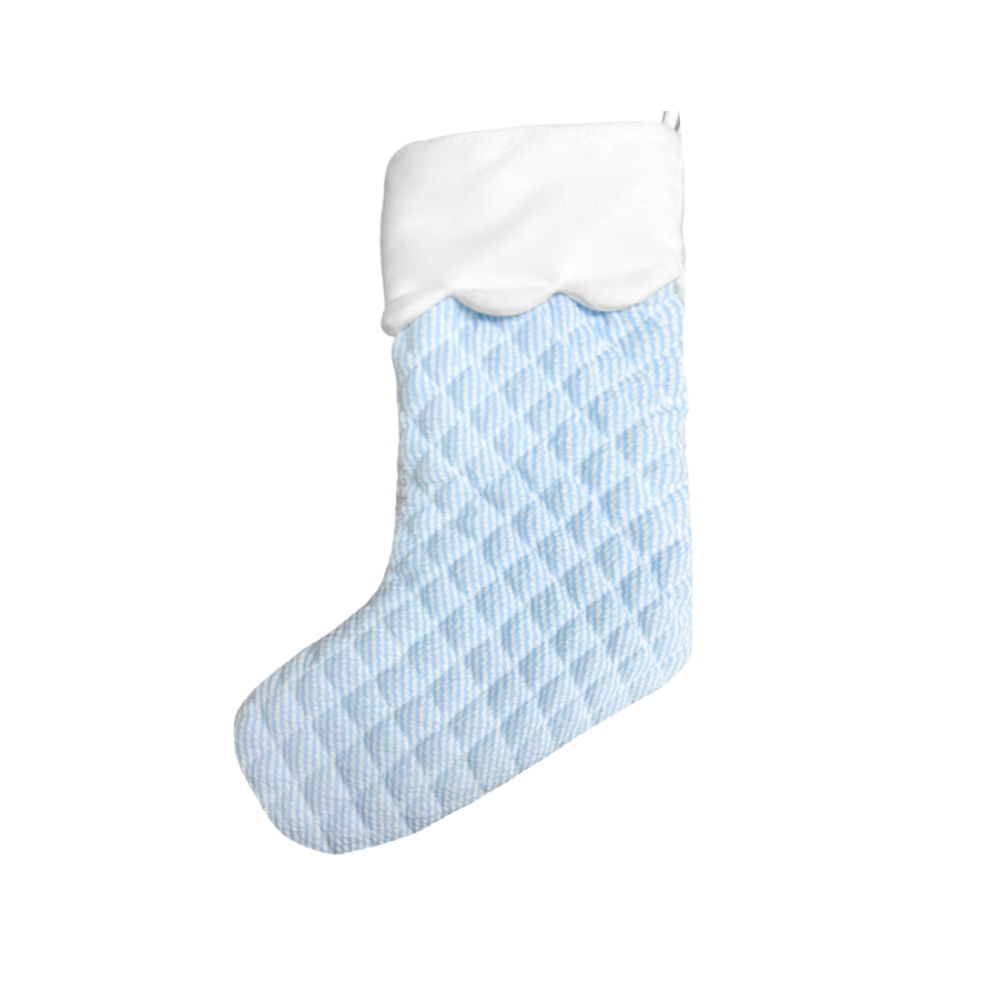Quilted Seersucker Scalloped Stocking