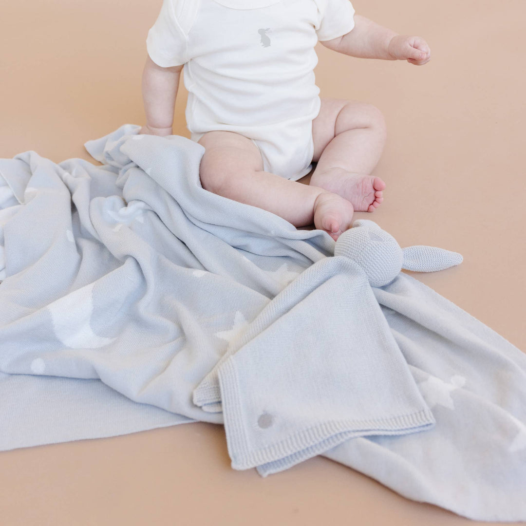 Set Star Moon Bunny Blanket Lovey Gift Baby Shower Organic