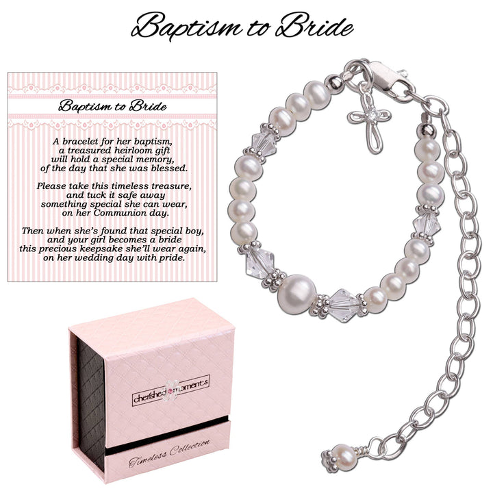 Silver Baptism to Bride Baby Cross Bracelet Gift for Baby Girl