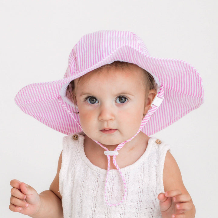 Pink Seersucker Sunhat UPF 50+ Baby &amp; Toddler