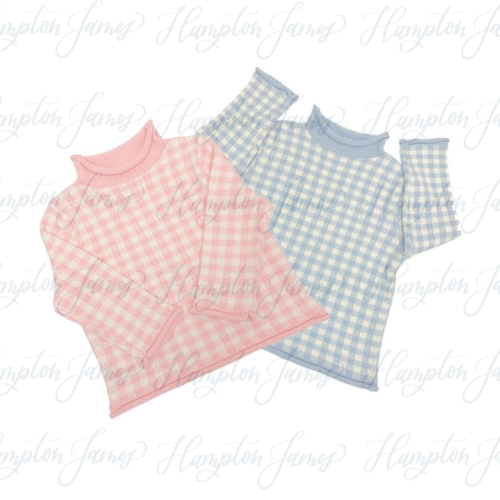 Hampton James Signature Rollneck Sweater - Pink Gingham