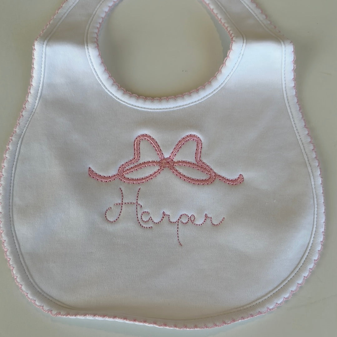 Solid Essentials White Bib with Pink Trim