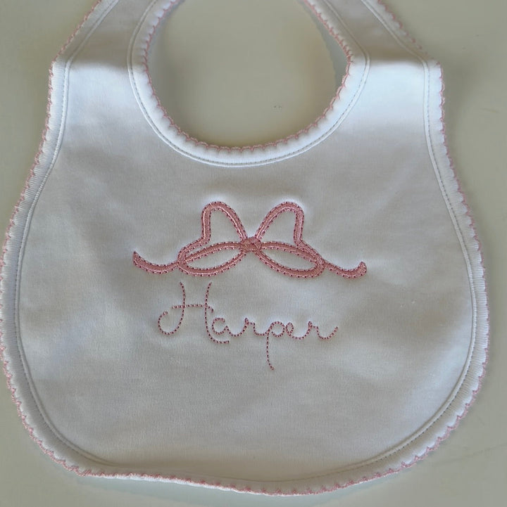 Solid Essentials White Bib with Pink Trim