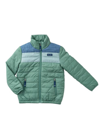 Boys Colorblock Puffer Jacket in Spruce Green