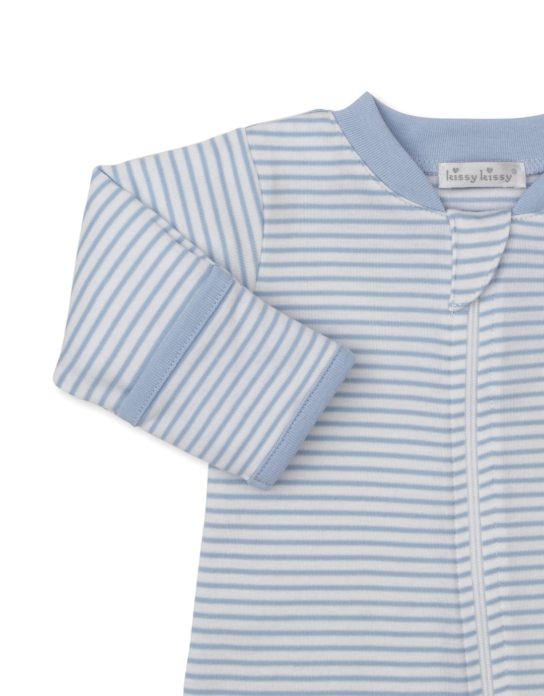 Light Blue Puppy Patch Stripe Zip Footie